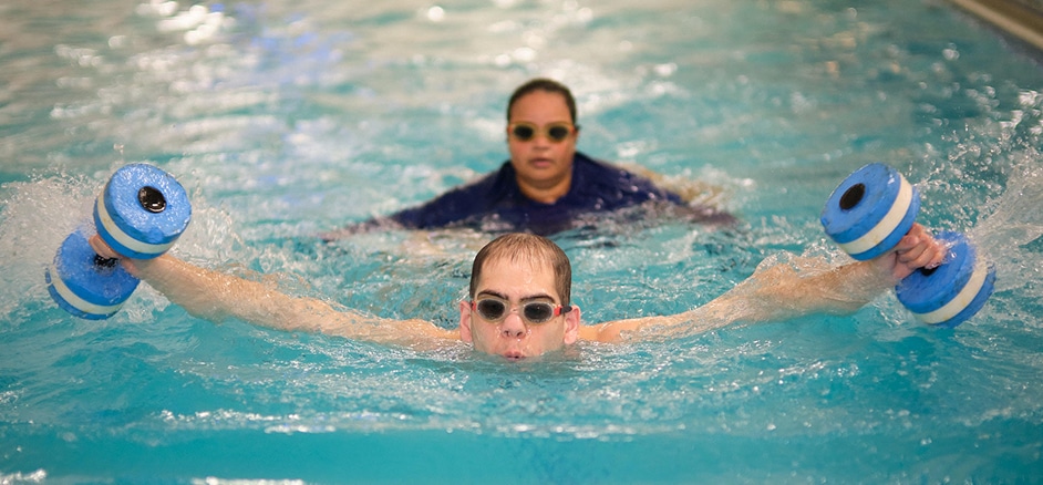 swimmers in pool